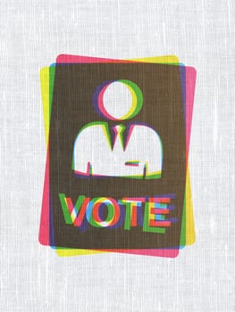 Politics concept: CMYK Ballot on linen fabric texture background