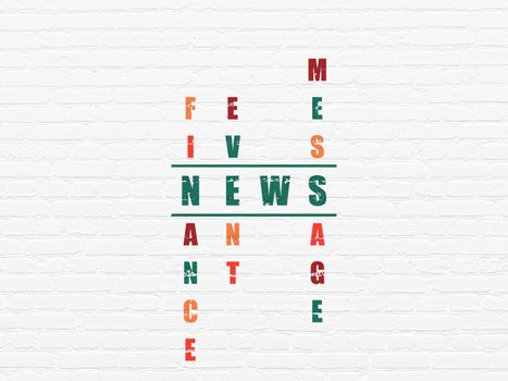 News concept: Painted green word News in solving Crossword Puzzle