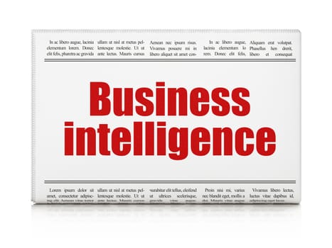 Finance concept: newspaper headline Business Intelligence on White background, 3d render