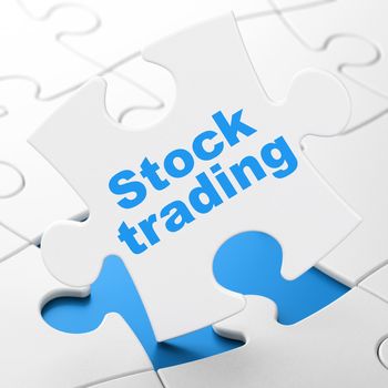 Business concept: Stock Trading on White puzzle pieces background, 3d render