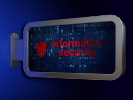 Privacy concept: Information Security and Broken Shield on advertising billboard background, 3d render
