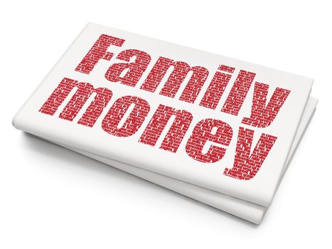 Money concept: Pixelated red text Family Money on Blank Newspaper background