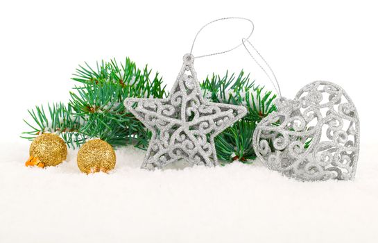 xmas decoration with copy space, isolated over white