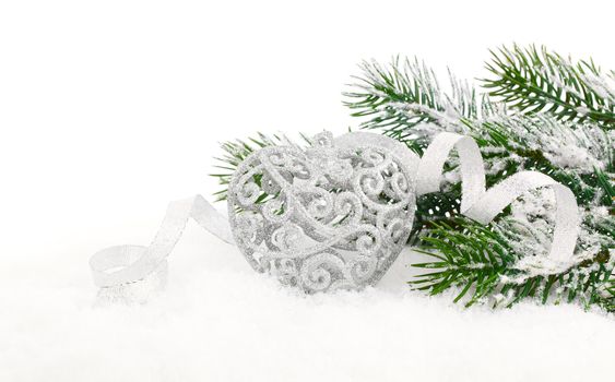 xmas decoration with copy space, isolated over white