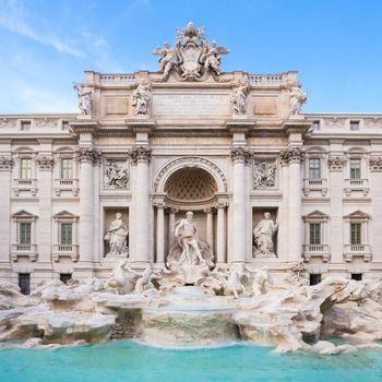 Trevi Fountain, largest Baroque fountain in the city and one of the most famous fountains in the world located in Rome, Italy.
