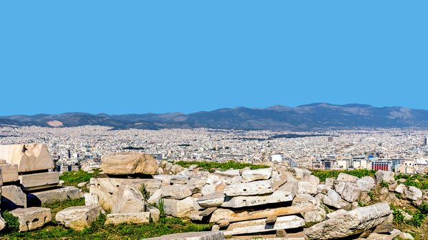 Panorama of Ahtens, Greece, out of the Acropolis hill.