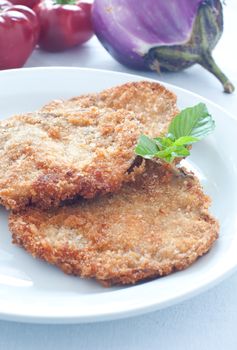 Eggplant slices breaded and fried, italy