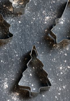 Christmas bake tools on slate table