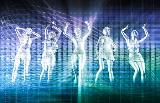 Nightclub Dancers Dancing to the Music Concept