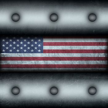 Grungy USA as a metal background.