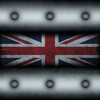 Grungy British flag as a metal background.