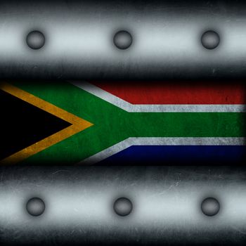 Grungy South Africa flag as a metal background.