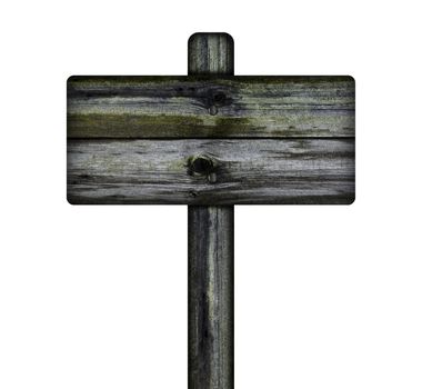 Old wooden sign over a white background.