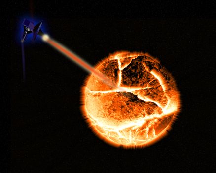 Illustration of a exploding planet.