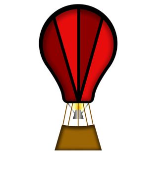 Cartoon hot air balloon over a white background.
