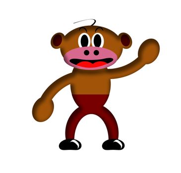 Illustration of Cartoon Monkey over a white background.