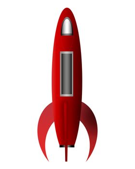 Cartoon rocket isolated on white background.