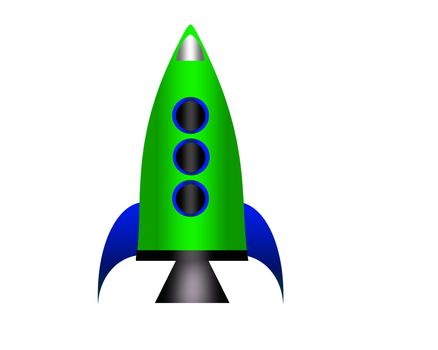 Cartoon rocket isolated on white background.