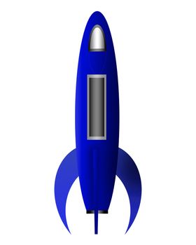 Cartoon rocket isolated on white background.