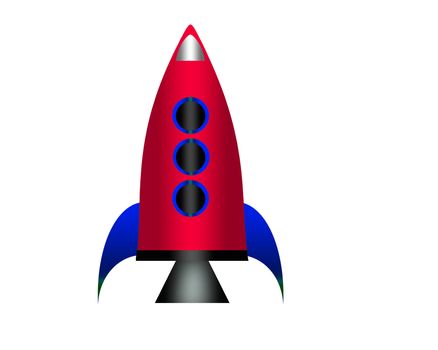 Cartoon rocket isolated on white background.