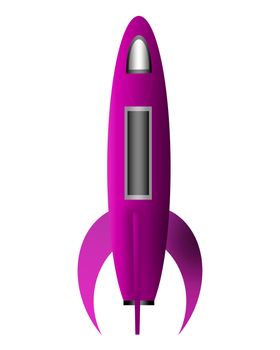 Cartoon rocket isolated on white background.