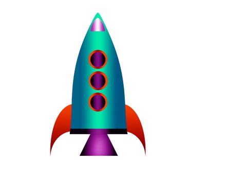 Cartoon rocket isolated on white background.