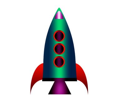 Cartoon rocket isolated on white background.