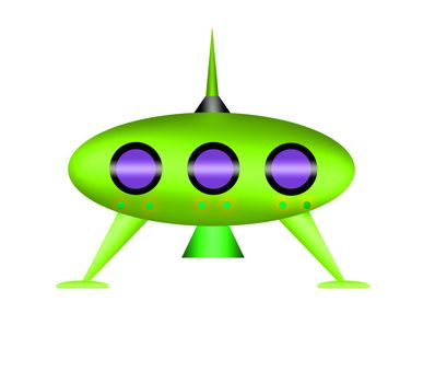 Cartoon UFO isolated on white background.