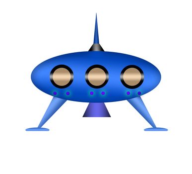 Cartoon UFO isolated on white background.