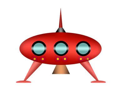 Cartoon UFO isolated on white background.