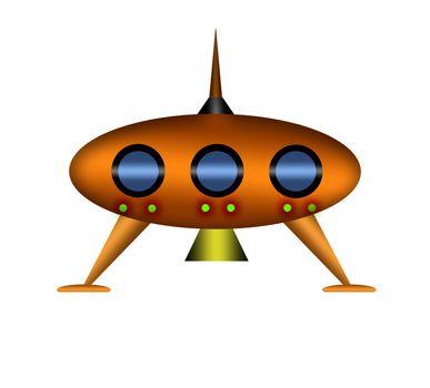 Cartoon UFO isolated on white background.