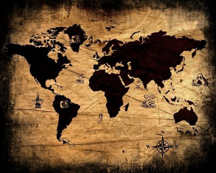 Abstract grunge world map.