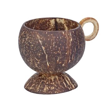 Cup made from coconut shell isolated on white background