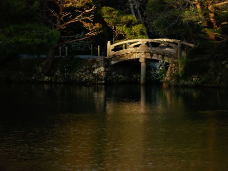 small bridge in the Japanese garden