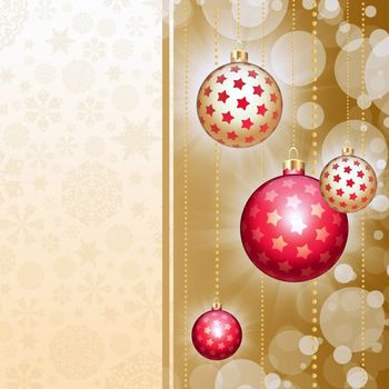 Background with christmas balls and snowflakes and circles
