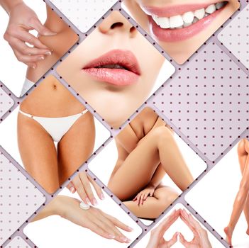 Female beauty and healthcare, collage