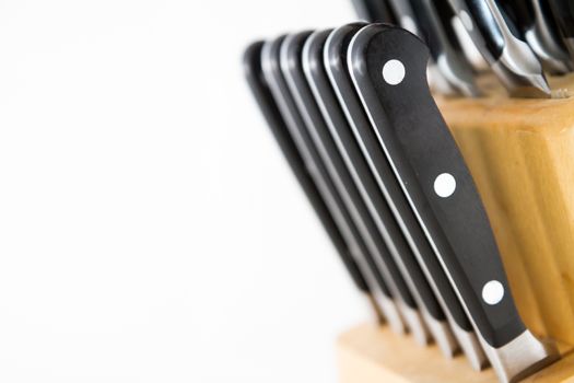 Shallow depth of field with knives on display