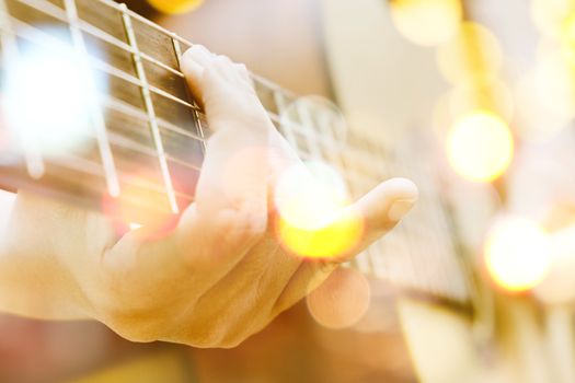 Multiple exposure of guitar and Bokeh