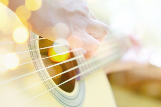 Multiple exposure of guitar and Bokeh