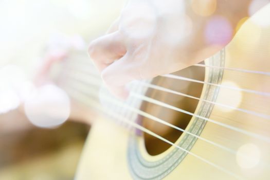 Multiple exposure of guitar and Bokeh