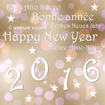 Happy new year 2016, in brownsky background with stars - 3D render