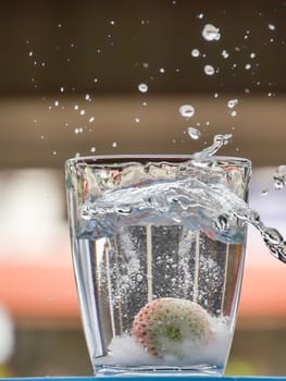 Strawberry Water splash in glass