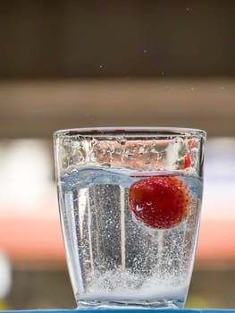 Strawberry Water splash in glass