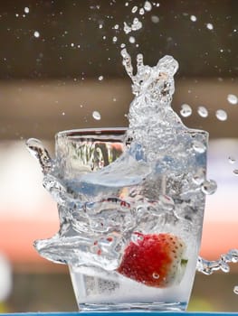 Strawberry Water splash in glass