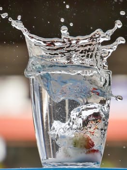 Strawberry Water splash in glass