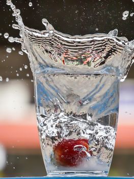 Strawberry Water splash in glass