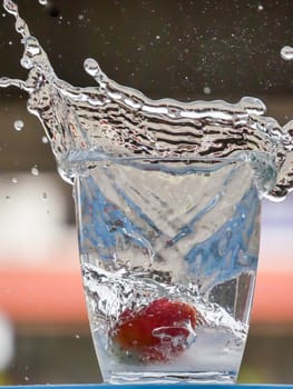 Strawberry Water splash in glass