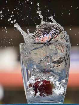 Strawberry Water splash in glass
