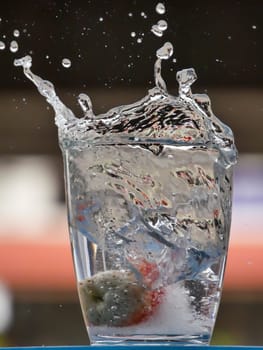 Strawberry Water splash in glass