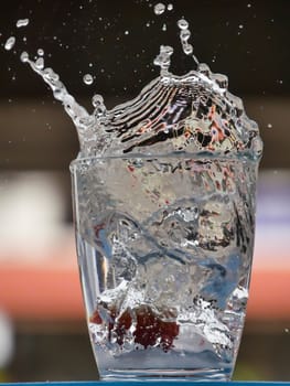 Strawberry Water splash in glass